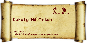 Kukoly Márton névjegykártya